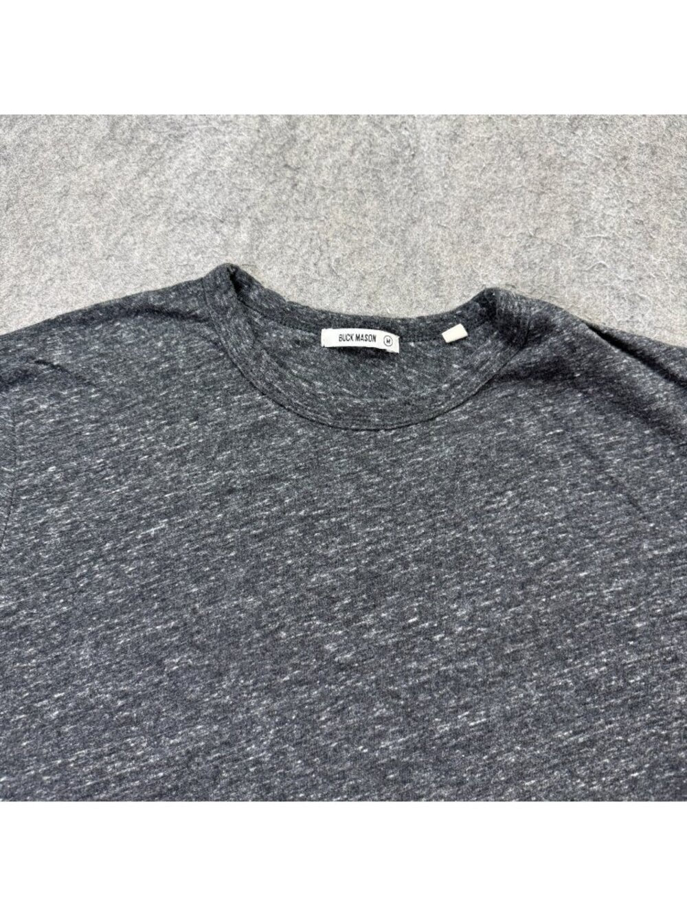 Buck Mason T-Shirt Men M Black Slub Tri Blend Crew Neck Curved Hem Short Sleeve